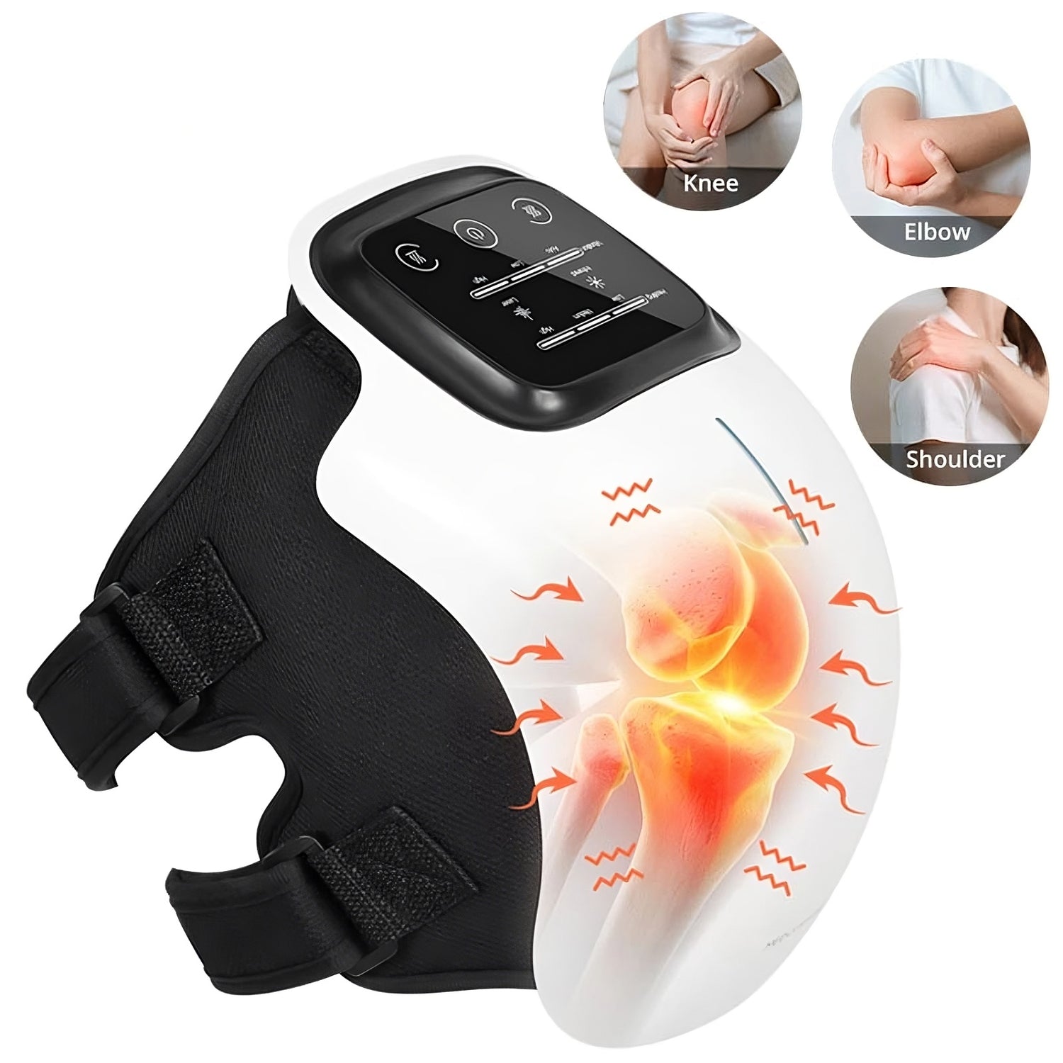 knee pain relief, electric knee therapy, heated knee wrap, arthritis knee support, knee massager, knee compression device, joint pain relief, knee therapy device, electric knee massager, adjustable knee wrap