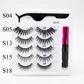 Cargar la imagen en la vista de la galería, Five Pairs Of Thick Magnetic False Eyelashes Set
