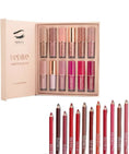 Cargar la imagen en la vista de la galería, Three-piece lipstick set open to reveal 8 assorted matte shades on white background

