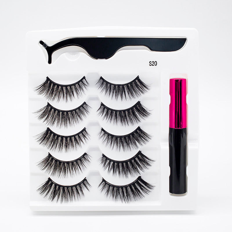 Five Pairs Of Thick Magnetic False Eyelashes Set